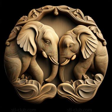 3D model st Castor and Pollux elephants famous animal (STL)